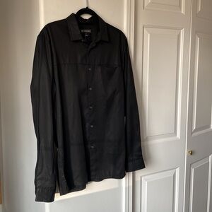 INC - Black Button Down Oversized Classic Blouse